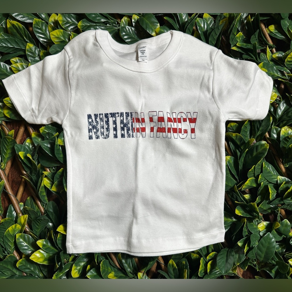 Cotton Baby Rib White “Nuthin Fancy” T Size XS